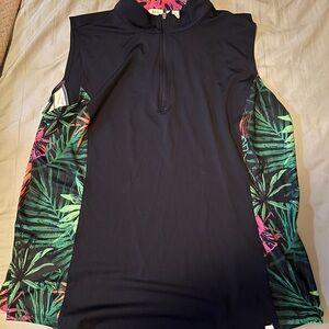 Navy Lady Hogan Tropical Print Golf Tank and Skort Set